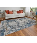 Feizy Cadiz Industrial Abstract, Ivory/Tan/Blue, 9'-9" x 13'-2" Area Rug