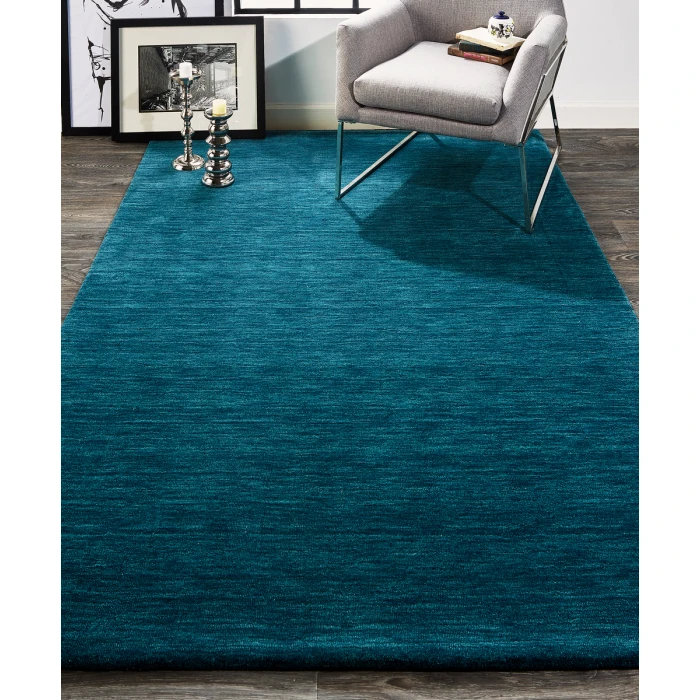 Feizy Luna Casual Solid, Blue/Green, 9'-6" x 13'-6" Area Rug