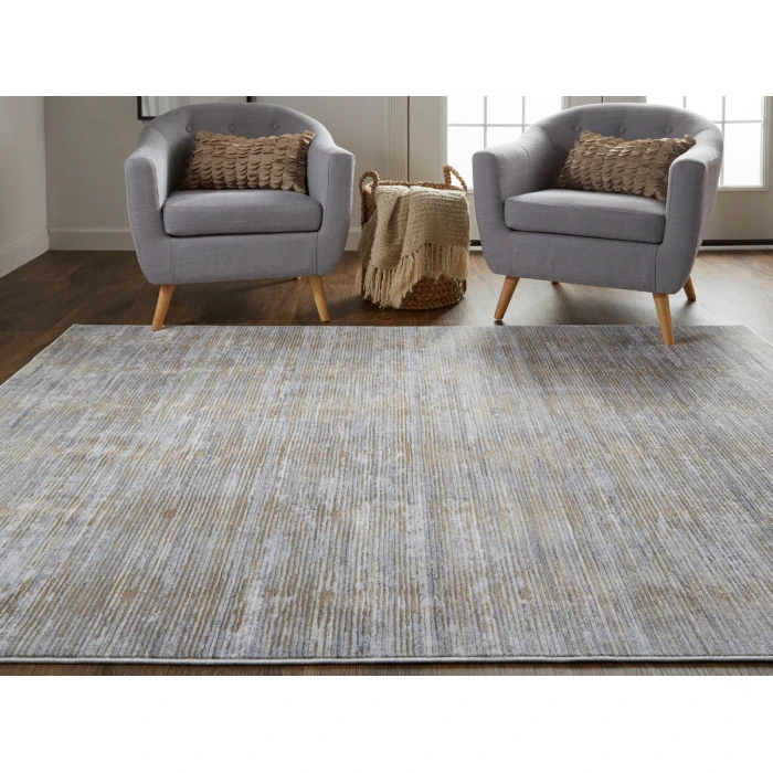 Feizy Laina Rustic Distressed, Taupe/Silver/Tan, 3' x 8' Runner