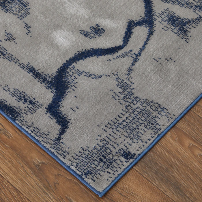 Feizy Gaspar Industrial Abstract, Blue/Gray/Ivory, 2'-10" x 8' Runner