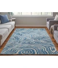 Feizy Lorrain Bohemian & Eclectic Abstract, Blue/Ivory, 10' x 10' Round Rug