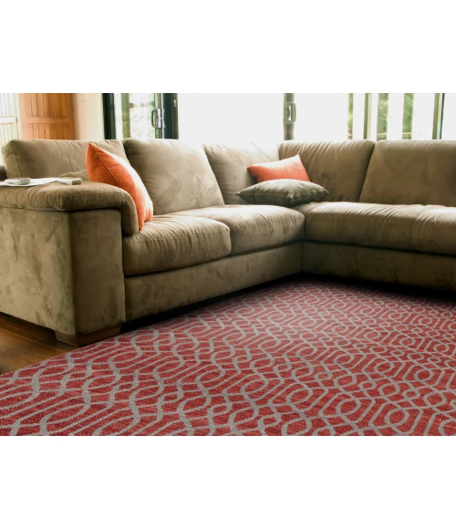 Feizy Prentiss Classic Geometric, Red/Gray, 8' x 10' Area Rug