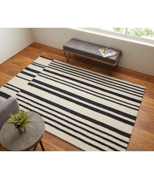 Feizy Maguire Industrial Abstract, Ivory/Black, 10' x 14' Area Rug