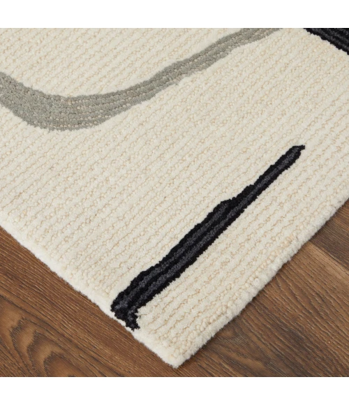 Feizy Maguire Industrial Abstract, Ivory/Gray/Black, 12' x 15' Area Rug