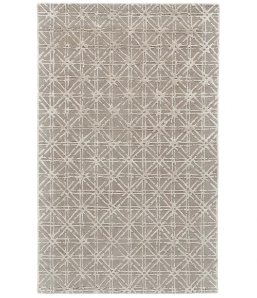 Feizy Manoa Mid-Century Modern Geometric, Taupe/Ivory/Tan, 9'-6" x 13'-6" Area Rug