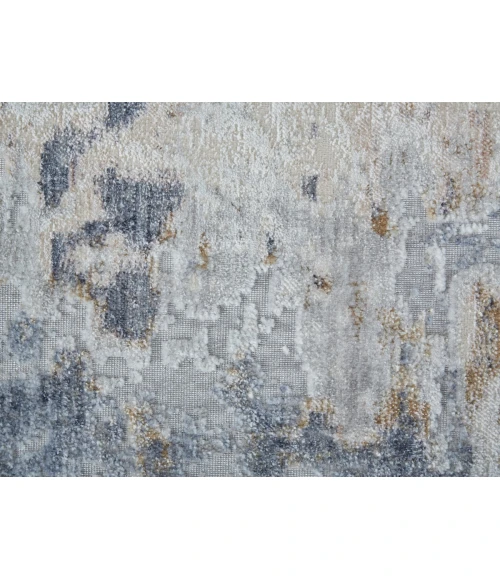 Feizy Laina Industrial Abstract, Ivory/Gray/Blue, 3' x 12' Runner