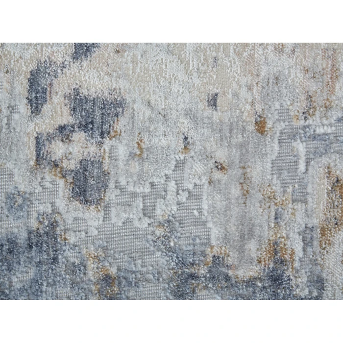 Feizy Laina Industrial Abstract, Ivory/Gray/Blue, 3' x 12' Runner