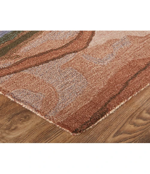 Feizy Amira Modern Watercolor Rug, Copper/Dusty Pink/Turquoise, 8ft x 10ft Area Rug