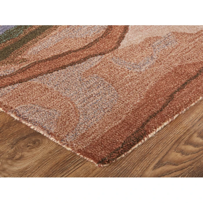 Feizy Amira Modern Watercolor Rug, Copper/Dusty Pink/Turquoise, 9ft x 12ft Area Rug