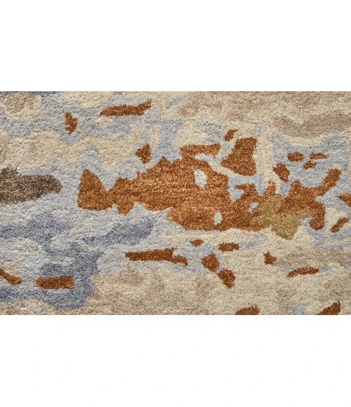 Feizy Everley Abstract Tufted Wool Rug, Ivory/Light Blue/Brown, 5' x 8' Area Rug