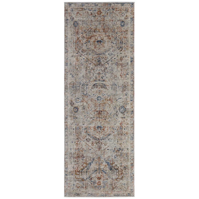 Feizy Kaia Vintage Medallion, Tan/Orange/Red, 2'-6" x 10' Runner