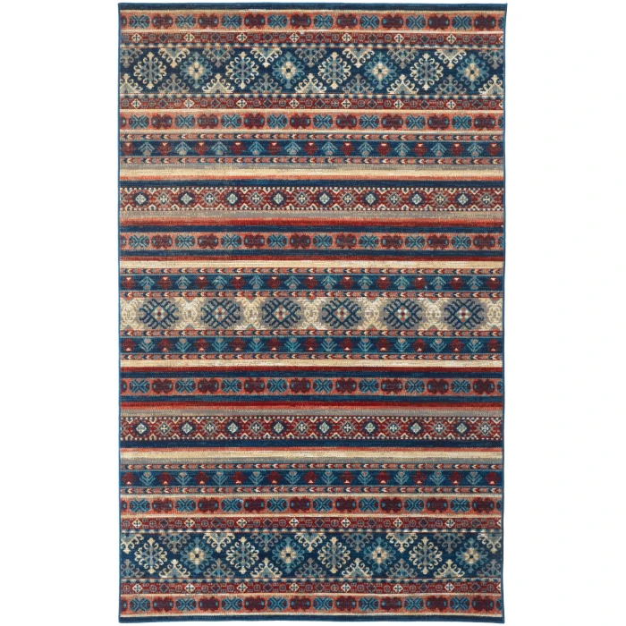 Feizy Nolan Vinatge Style Tribal Kazak Rug, Classic Blue/Ochre Red, 12ft-10in x 15ft
