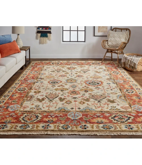 Feizy Carrington Vintage Oriental, Ivory/Red/Blue, 2' x 3' Accent Rug
