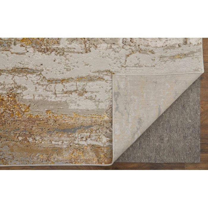Feizy Aura Casual Abstract, Ivory/Gold/Brown, 1'-8" x 2'-10" Accent Rug