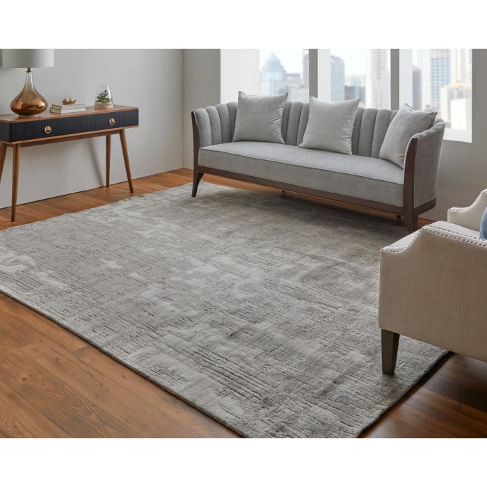 Feizy Eastfield Casual Abstract, Gray/Ivory, 8' x 8' Round Rug