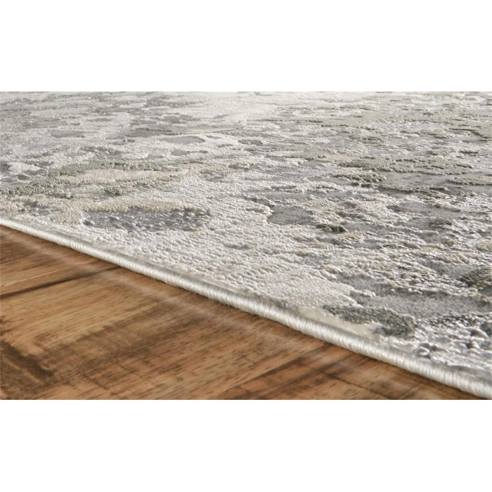 Feizy Micah Industrial Abstract, Silver/Gray/White, 3'-11" x 6' Accent Rug