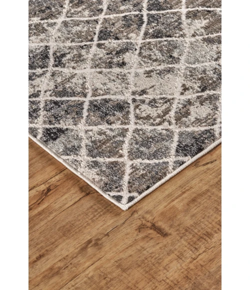 Feizy Kano Casual Diamond, Ivory/Gray/Taupe, 8'-9" x 8'-9" Round Rug