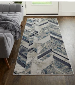 Feizy Indio 39H1F NAVY/BEIGE Area Rug 2 ft. 10 in. X 7 ft. 10 in. Runner