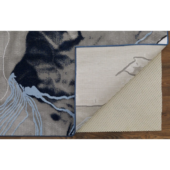 Feizy Gaspar Industrial Abstract, Blue/Gray/Ivory, 2'-10" x 8' Runner