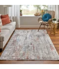 Feizy Cadiz Industrial Abstract, Gray/Red/Blue, 9'-9" x 13'-2" Area Rug