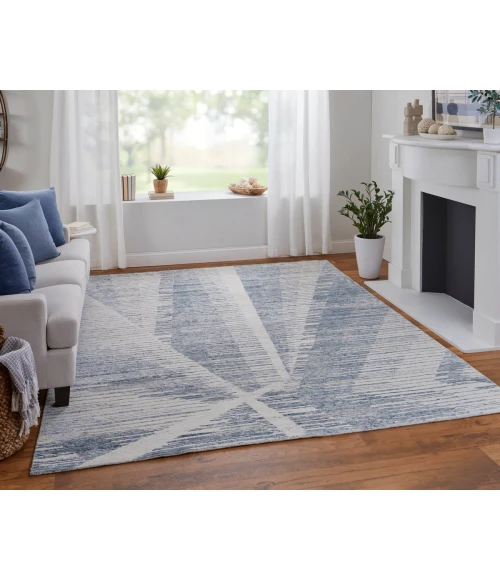 Feizy Brighton Casual Abstract, Ivory/Blue/Silver, 4' x 6' Accent Rug