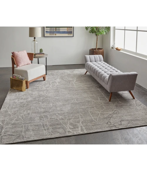 Feizy Whitton Industrial Abstract, Gray/Tan/Ivory, 2' x 3' Area Rug