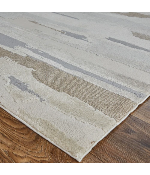 Feizy Vancouver Contemporary Streak/Painterly Rug, Ivory/Gray, 6'-7" X 9'-6" Area Rug