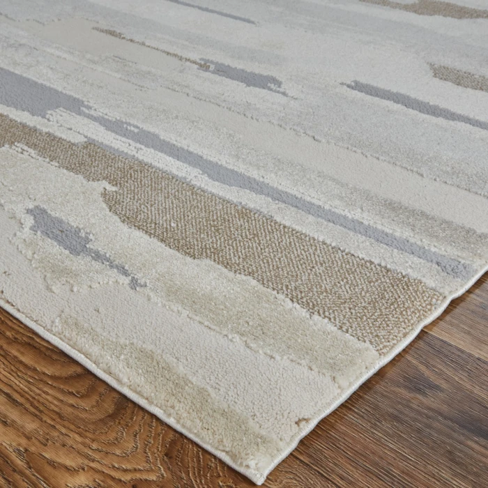 Feizy Vancouver Contemporary Streak/Painterly Rug, Ivory/Gray, 2'-10" X 7'-10" Area Rug