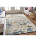 Feizy Everley Abstract Tufted Wool Rug, Light Gray/Golden Yellow, 8' x 10' Area Rug