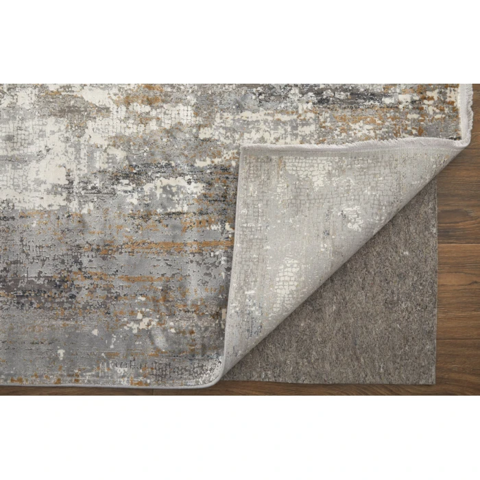 Feizy Cadiz Casual Abstract, Ivory/Gray/Gold, 9'-9" x 13'-2" Area Rug
