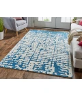 Feizy Dineen Mid-Century Modern Abstract, Ivory/Blue, 8' x 10' Area Rug