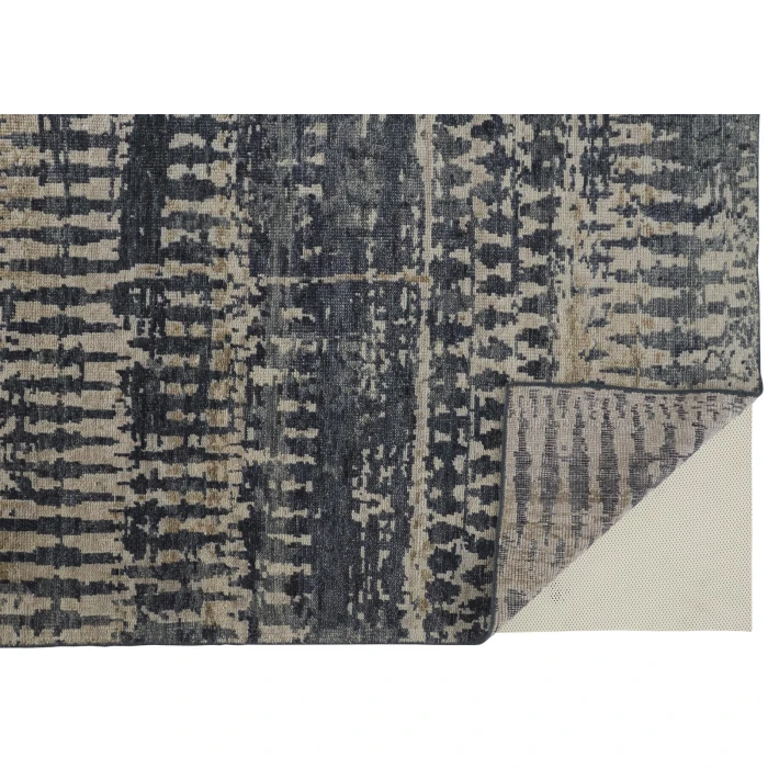 Feizy Palomar Luxe Hand-Knot Abstract Area Rug, Denim Blue, 2x6in x 8ft