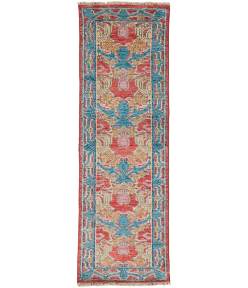 Feizy Beall Luxe Wool Arts and Crafts Rug, Swedish Blue, 2ft - 6in x 8ft, Runner