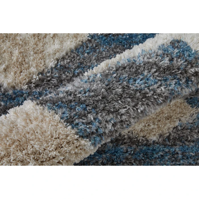 Feizy Mynka Bohemian & Eclectic Diamond, Ivory/Gray/Blue, 2'-6" x 8' Runner