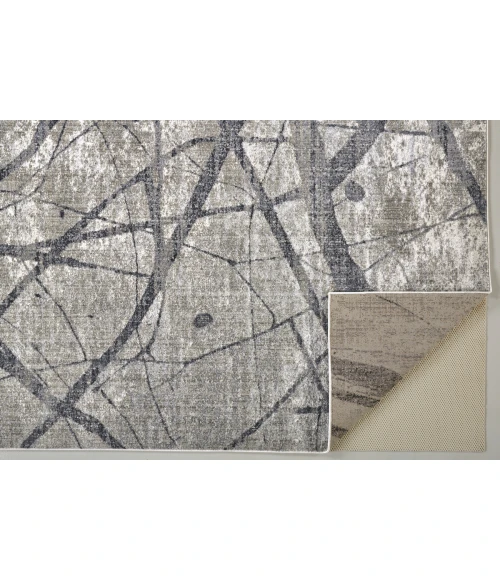 Feizy Kano Industrial Abstract, Taupe/Gray/Ivory, 8'-9" x 8'-9" Round Rug