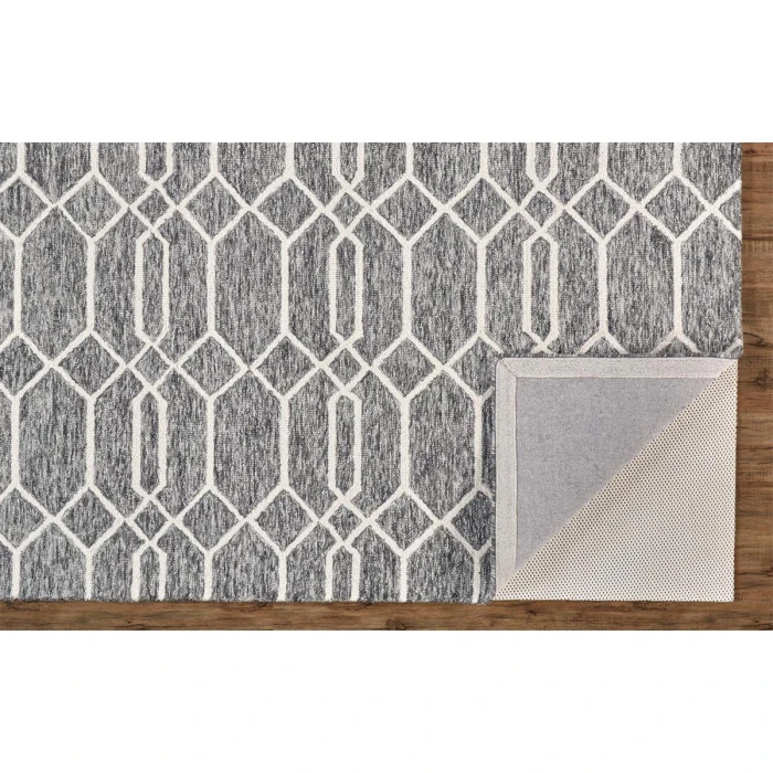 Feizy Belfort Cottage Trellis & Lattice, Gray/Black/Ivory, 10' x 14' Area Rug