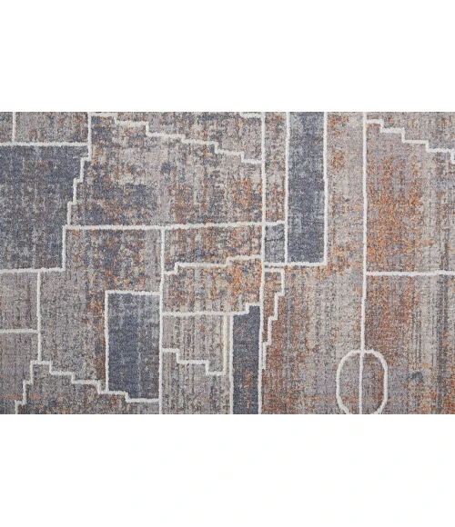 Feizy Francisco Southwestern Graphic Rug, Blue/Orange, 12' x 15' Area Rug
