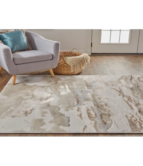 Feizy Aura Casual Abstract, Ivory/Tan/Gray, 12' x 18' Area Rug