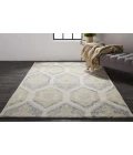 Feizy Arazad Bohemian & Eclectic Geometric, Yellow/Blue/Ivory, 3'-6" x 5'-6" Accent Rug