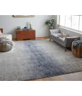 Feizy Astra Industrial Abstract, Ivory/Blue, 12' x 15' Area Rug