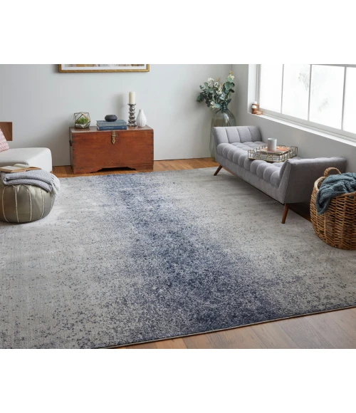 Feizy Astra Industrial Abstract, Ivory/Blue, 12' x 15' Area Rug