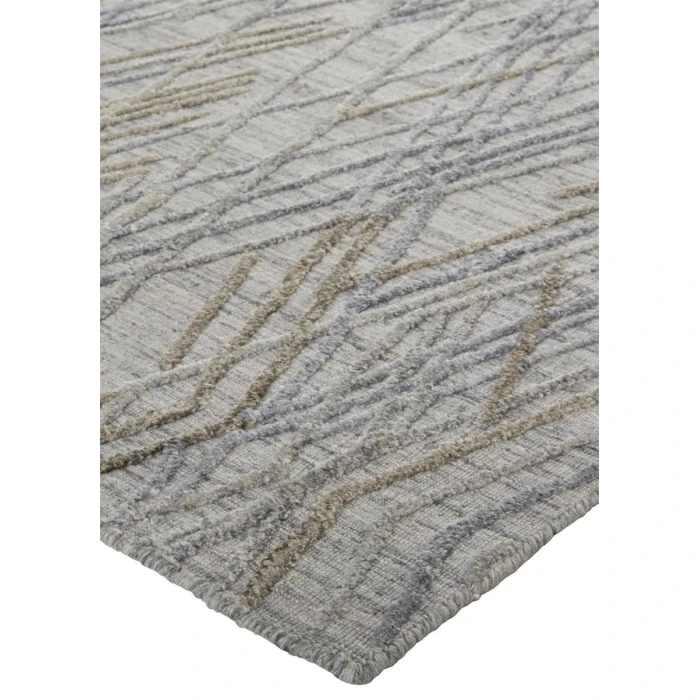 Feizy Elias Abstract Diamond Runner, High/Low, Silver Gray/Blue, 2ft - 9in x 8ft
