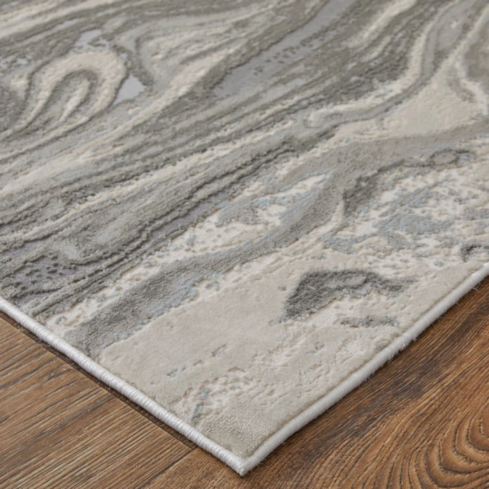 Feizy Prasad Casual Watercolor, Gray/Ivory/Silver, 8' x 11' Area Rug
