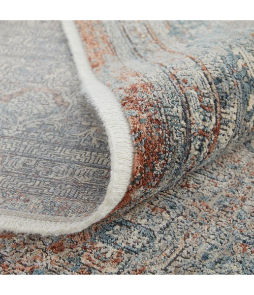 Feizy Marquette Bohemian & Eclectic Medallion, Blue/Red/Gray, 2'-8" x 12' Runner