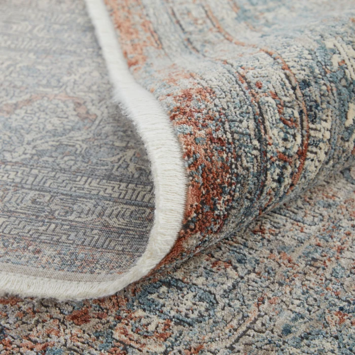 Feizy Marquette Bohemian & Eclectic Medallion, Blue/Red/Gray, 2'-8" x 12' Runner