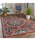 Feizy Nolan Vinatge Style Tribal Kazak Rug, True Red/River Blue, 12ft-10in x 15ft