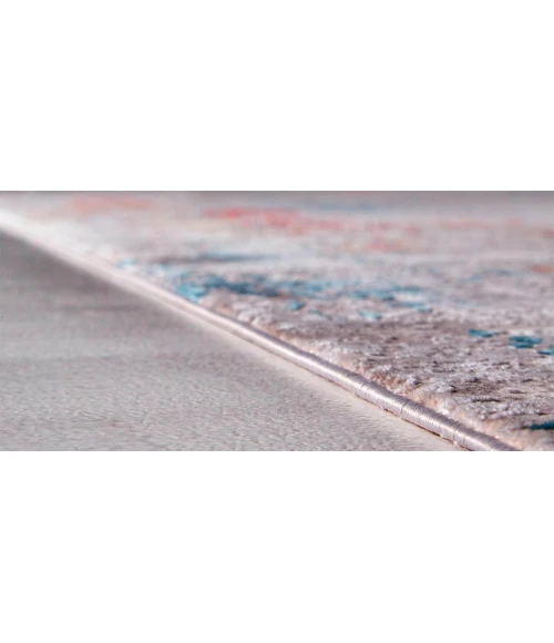 Feizy Cadiz Industrial Abstract, Gray/Red/Blue, 9'-9" x 13'-2" Area Rug