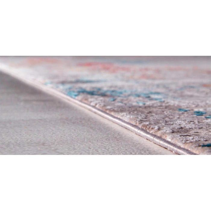 Feizy Cadiz Industrial Abstract, Gray/Red/Blue, 13' x 20' Area Rug
