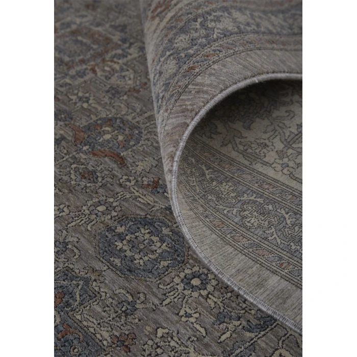 Feizy Marquette Rustic Persian Farmhouse Rug, Gray/Blue/Rust, 2ft - 8in x 12ft, Runner