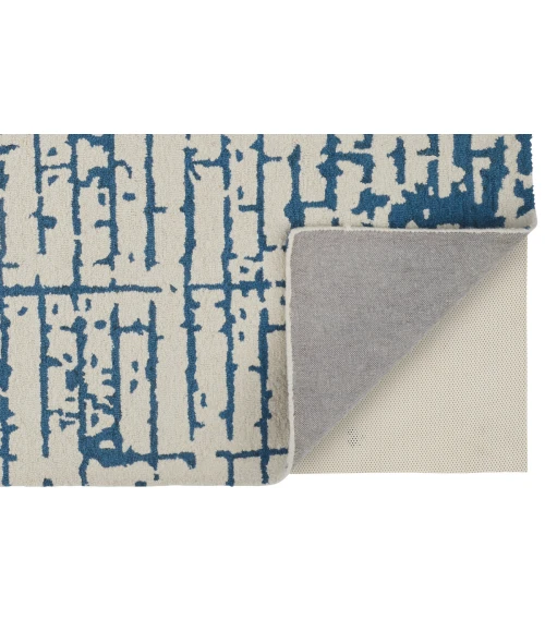 Feizy Dineen Mid-Century Modern Abstract, Ivory/Blue, 8' x 10' Area Rug